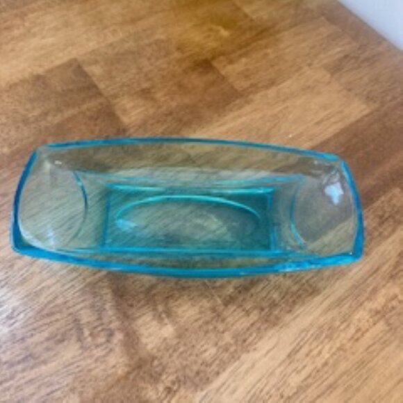 Vintage Hazel-Atlas Capri Blue Glass Celery Dish – Elegant Mid-Century Relish Tr - Picture 5 of 5